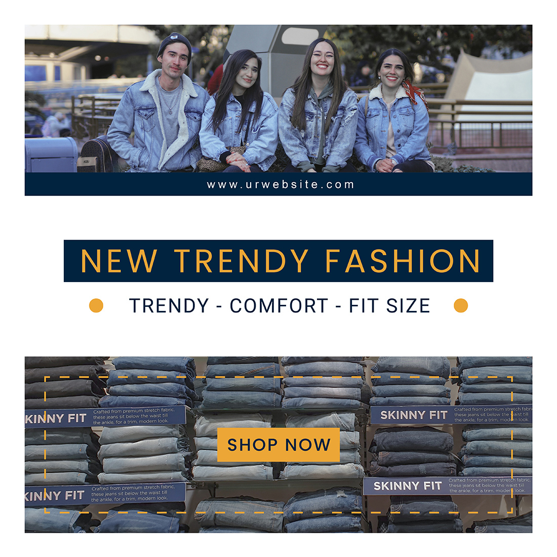Fashion Denim Style Social Media Post Templates preview image.