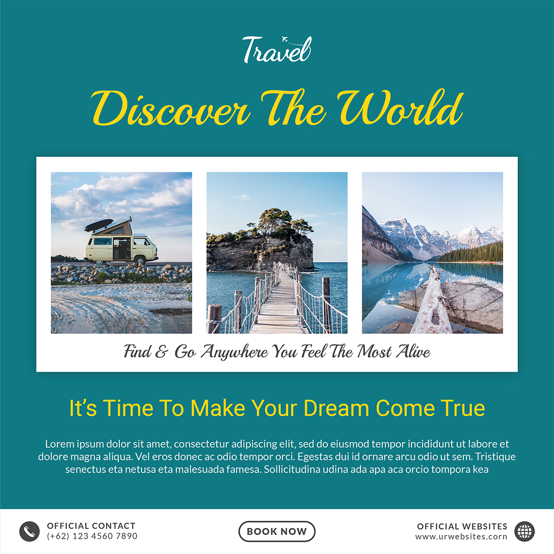 Leisure & Travel Social Media Post Templates discover the world.