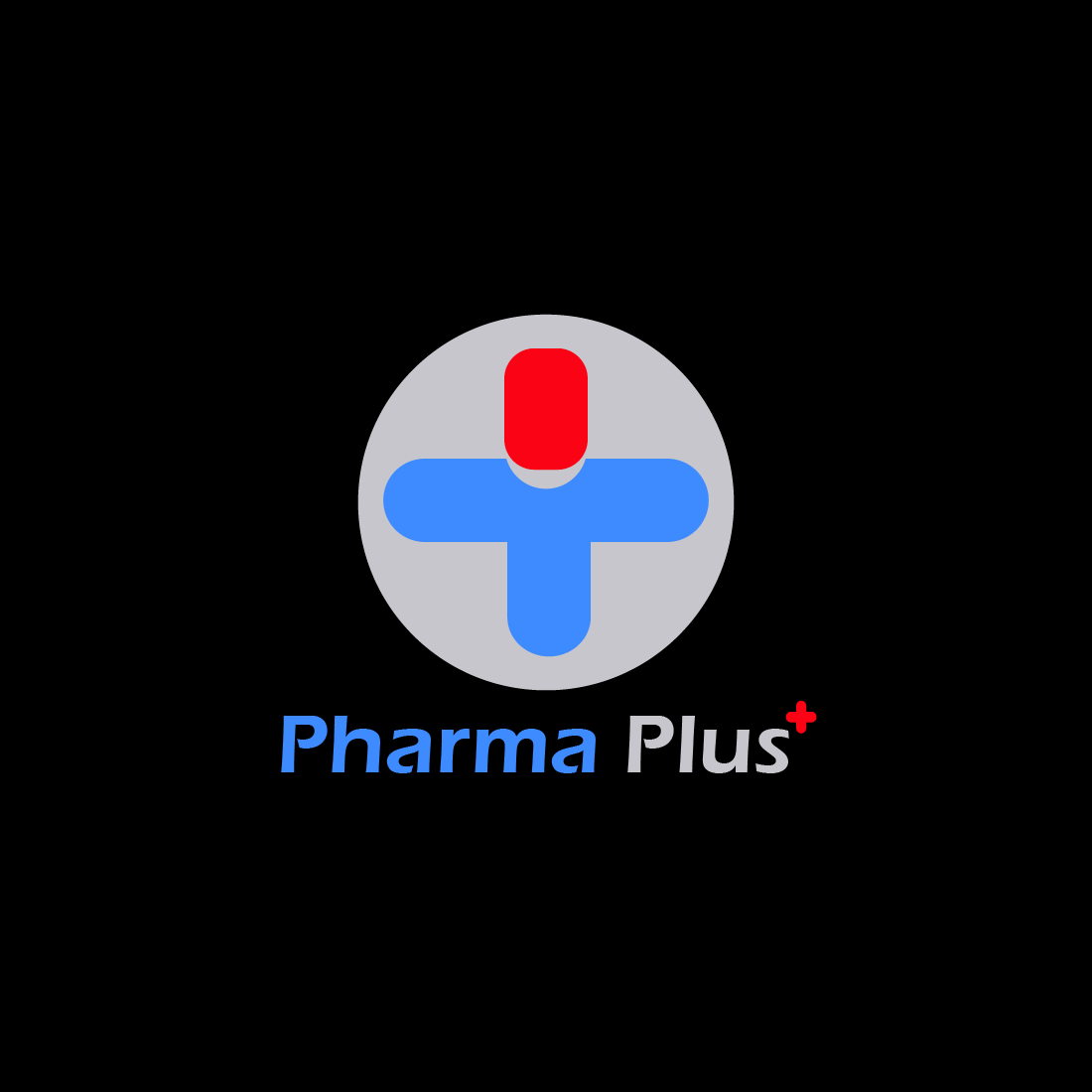 Pharma Plus Logo Bundle with black background.