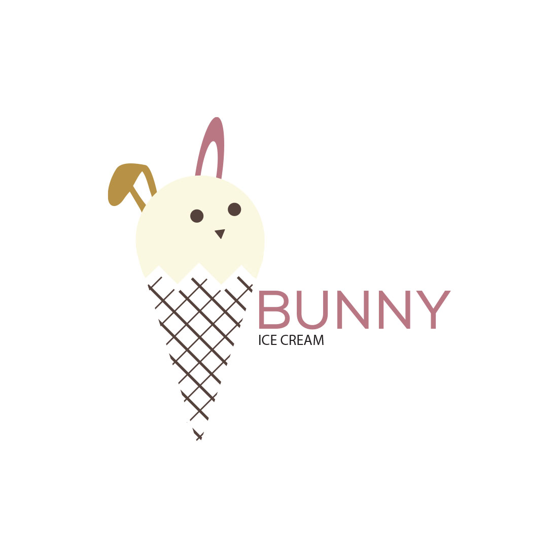 Creative Bunny Ice Cream Logo presentation.