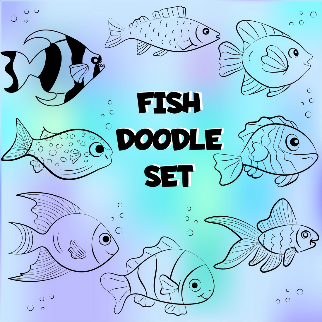 Fish Doodle Set Illustrations cover image.