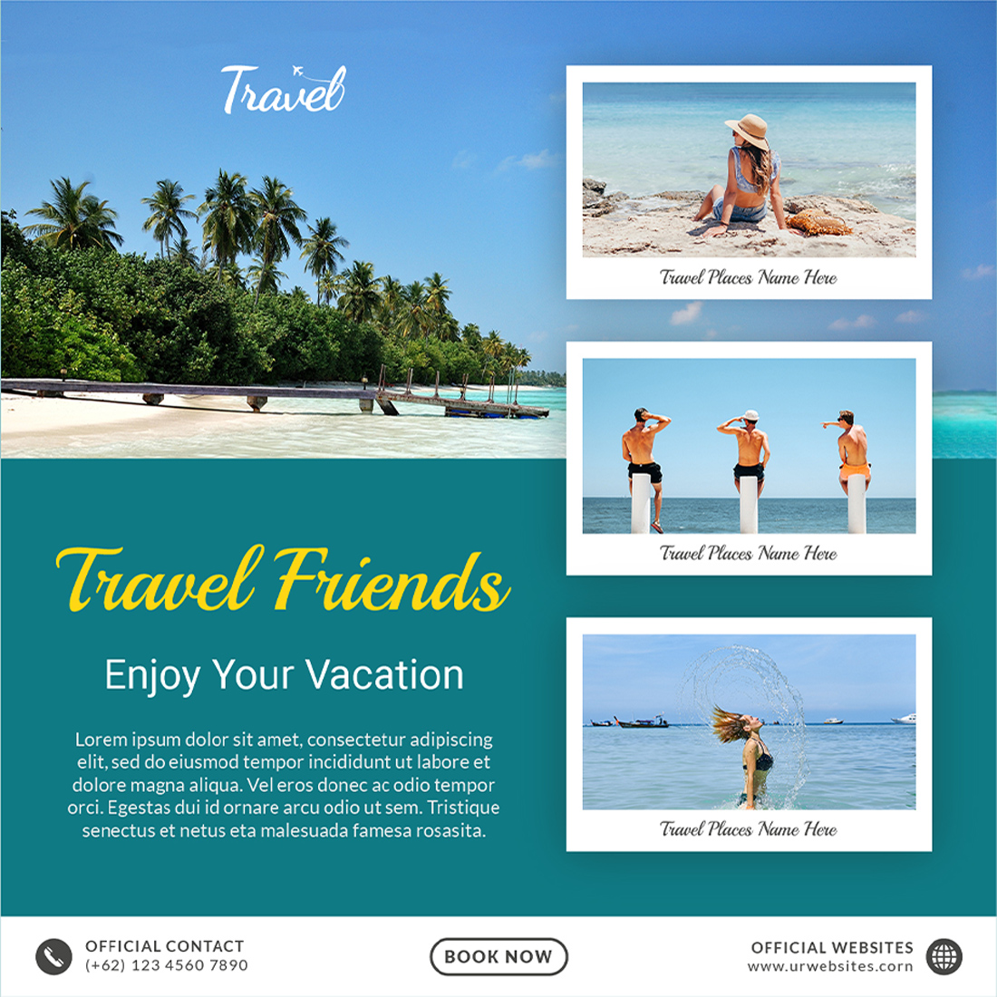 Leisure & Travel Social Media Post Templates travel friends.