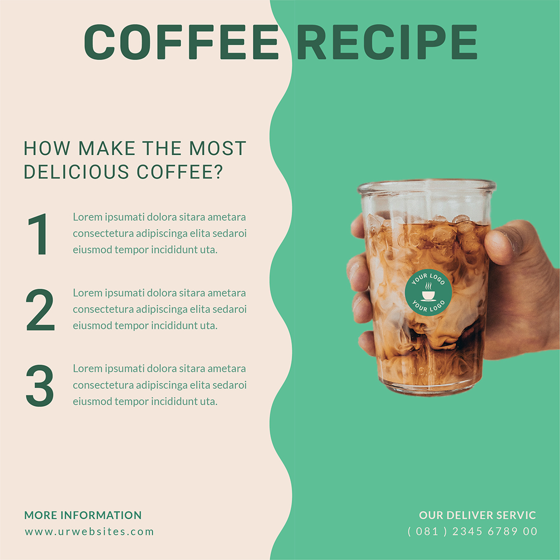 Coffee Shop Social Media Post Templates coffee recipe preview.