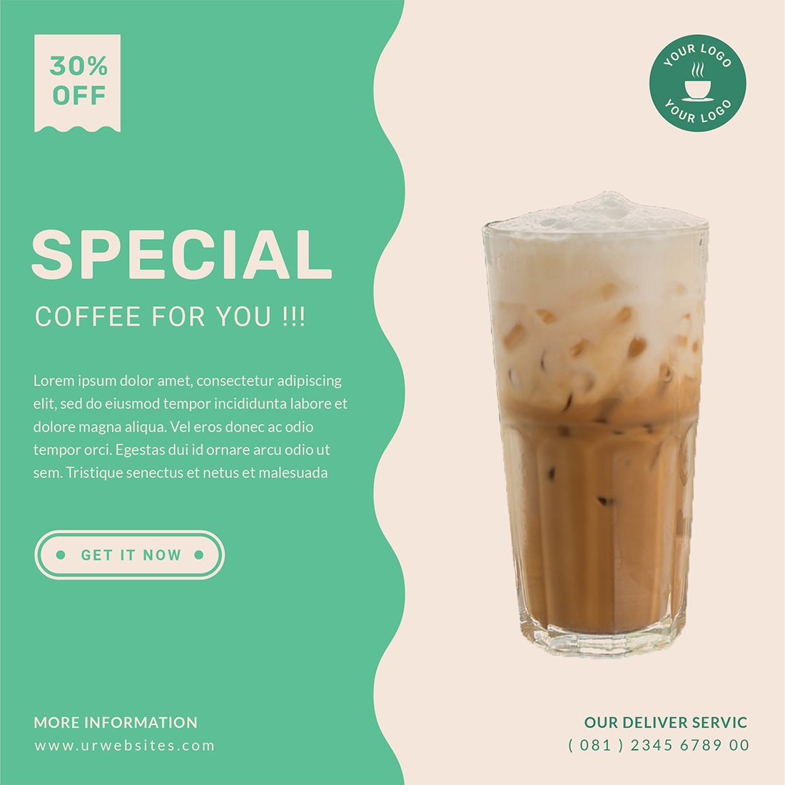 Coffee Shop Social Media Post Templates special coffee.