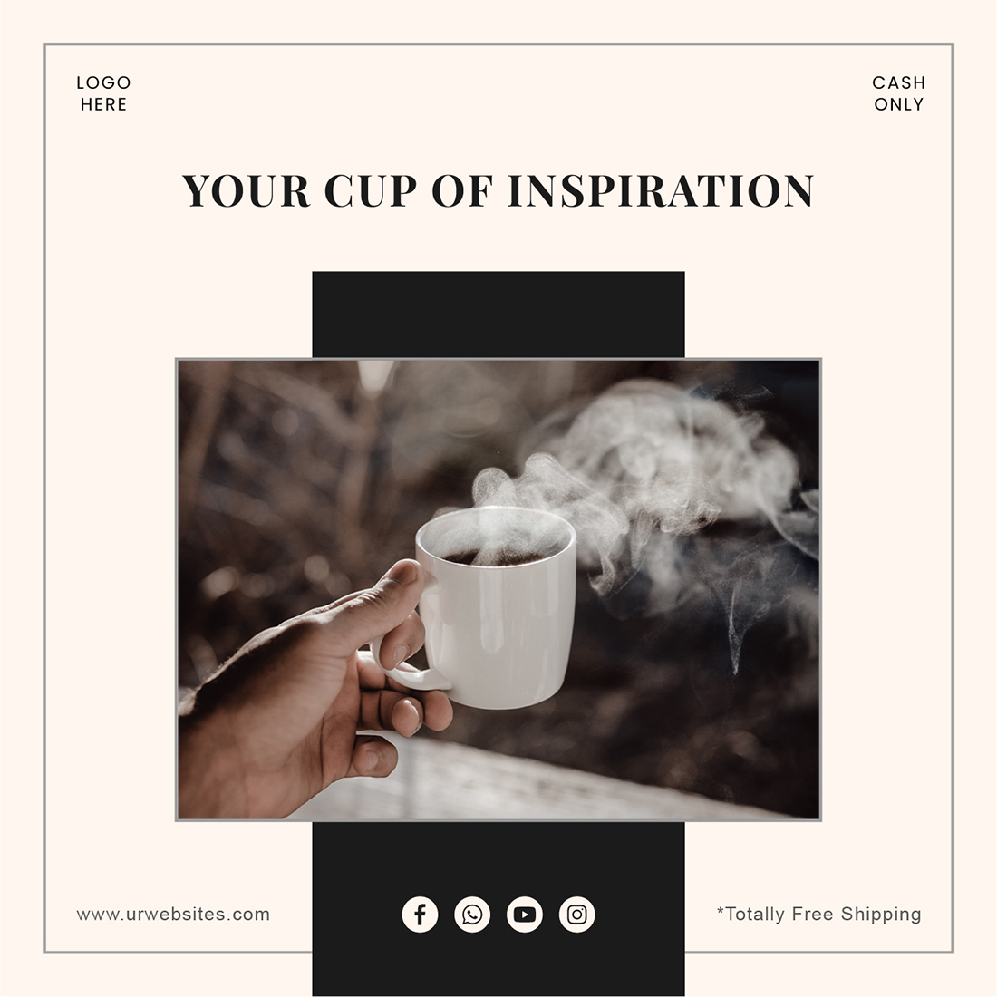 Day of Coffee Social Media Post Templates preview image.