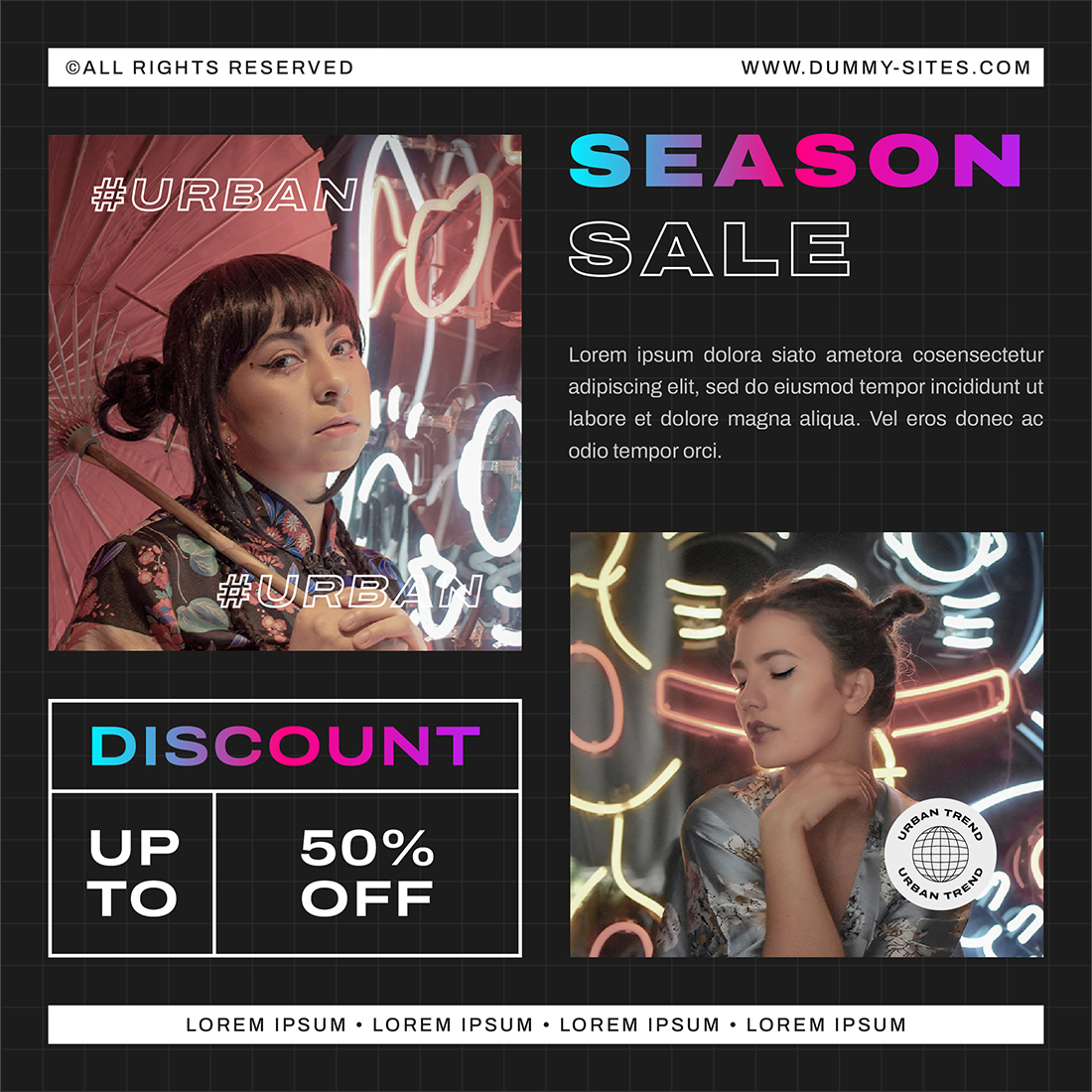 Urban Fashion Social Media Post Gradient Style Templates preview image.