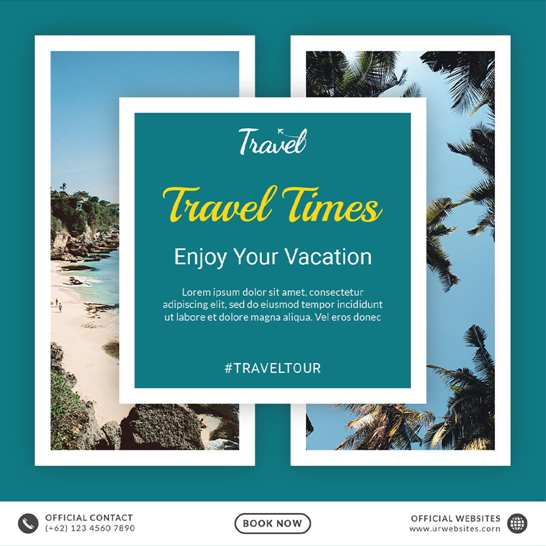 Leisure & Travel Social Media Post Templates travel times.