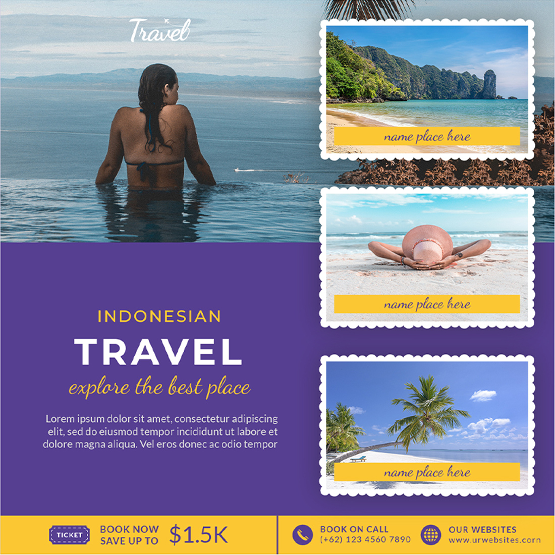 Travel & Tourism Social Media Post Templates for your instagram.