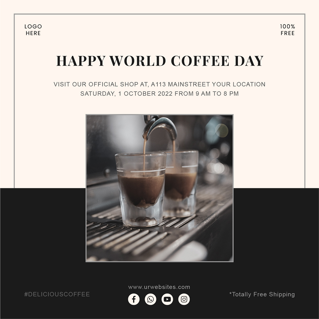 Coffee Lovers Day Social Media Post Templates preview image.