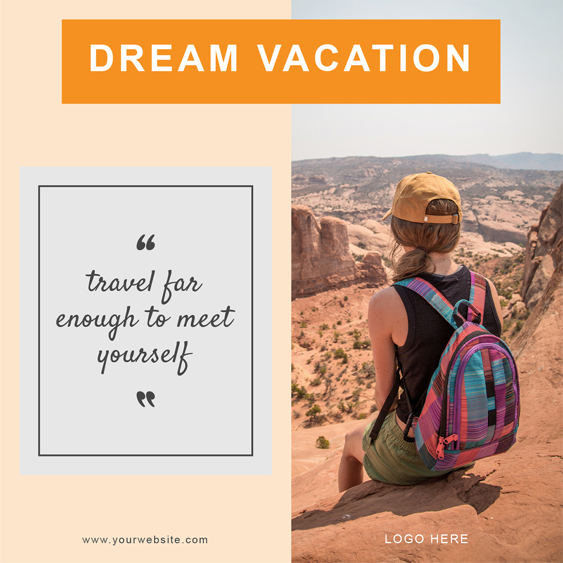 Travelling Theme Social Media Post Templates dream vacation preview.