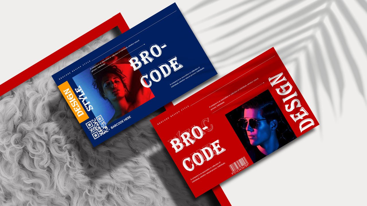 Red and blue business cards with the interesting image space.