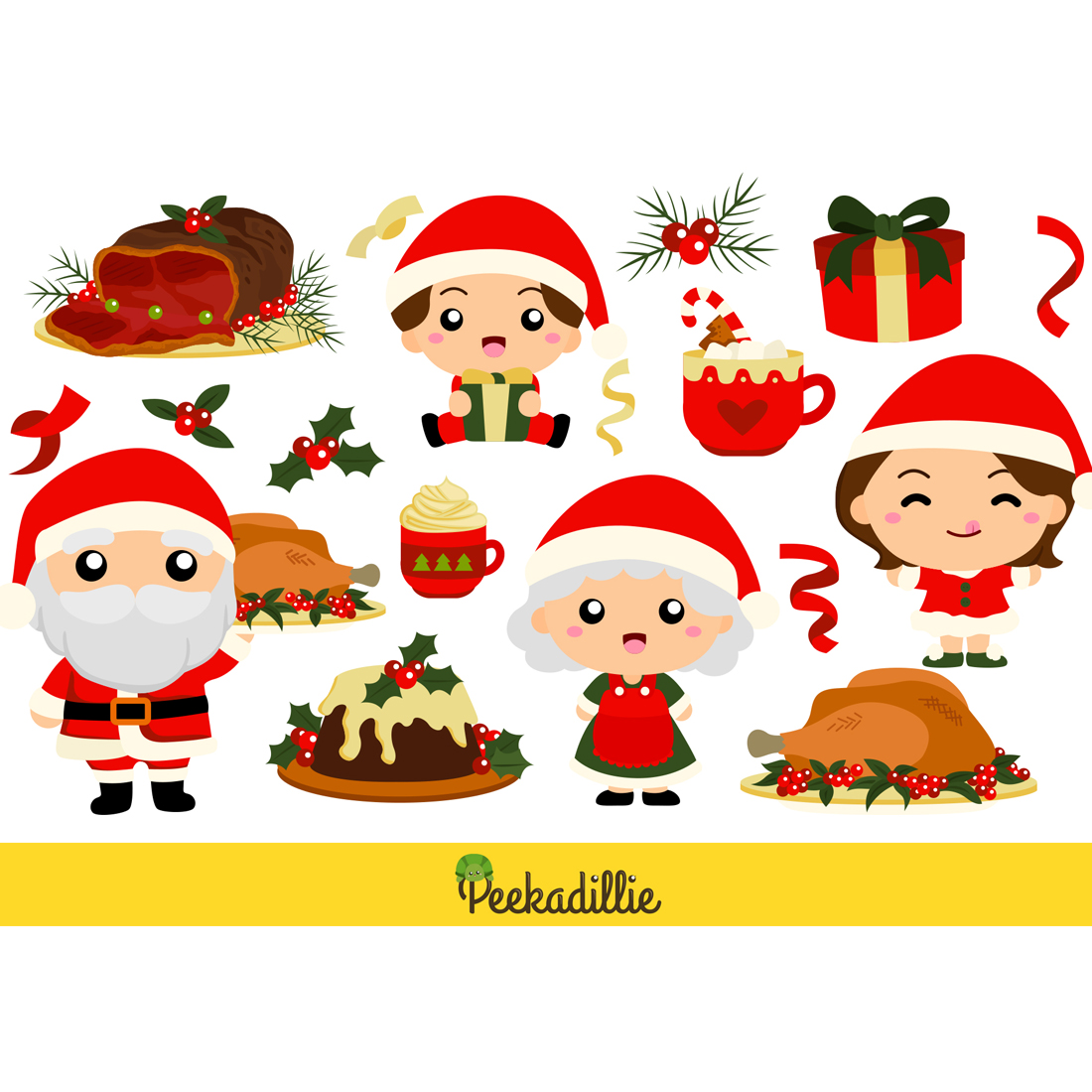 Set of cute images on Christmas theme.