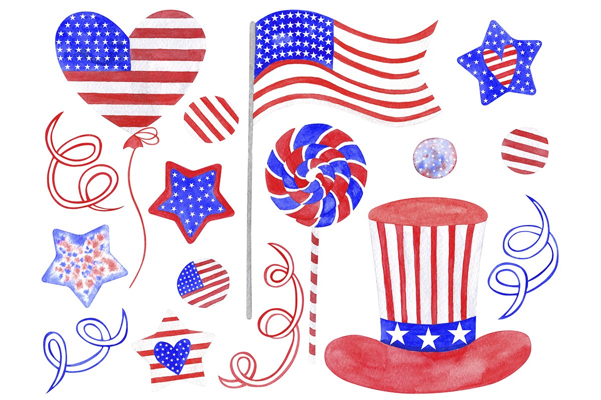 Use this watercolor USA print for the different purposes.