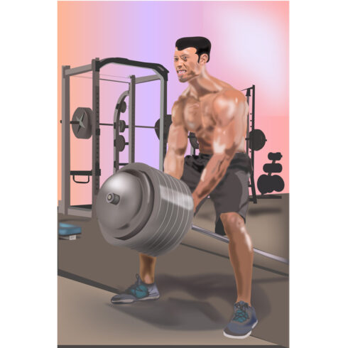 Body Builder Lifting Weight in the Gym Illustration - main image preview.