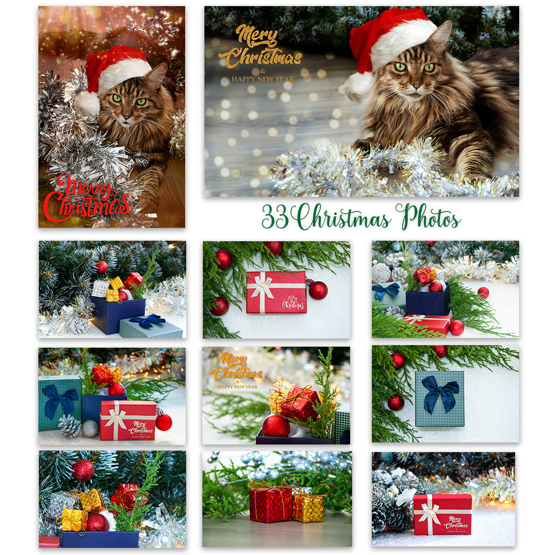 Merry Christmas Photos and Backgrounds Set cover image.