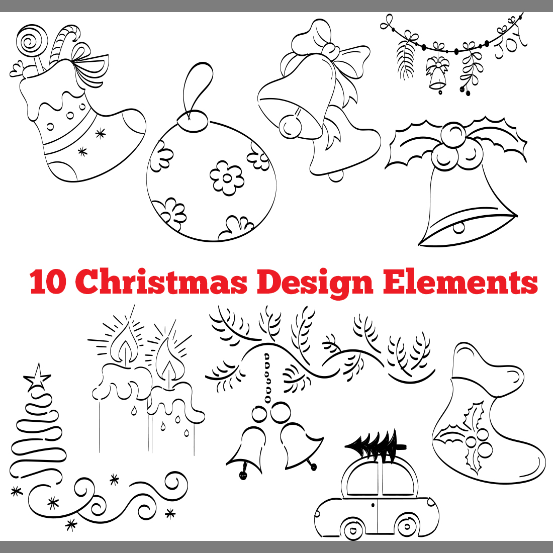 10 Christmas Design Elements created by dorothyart.