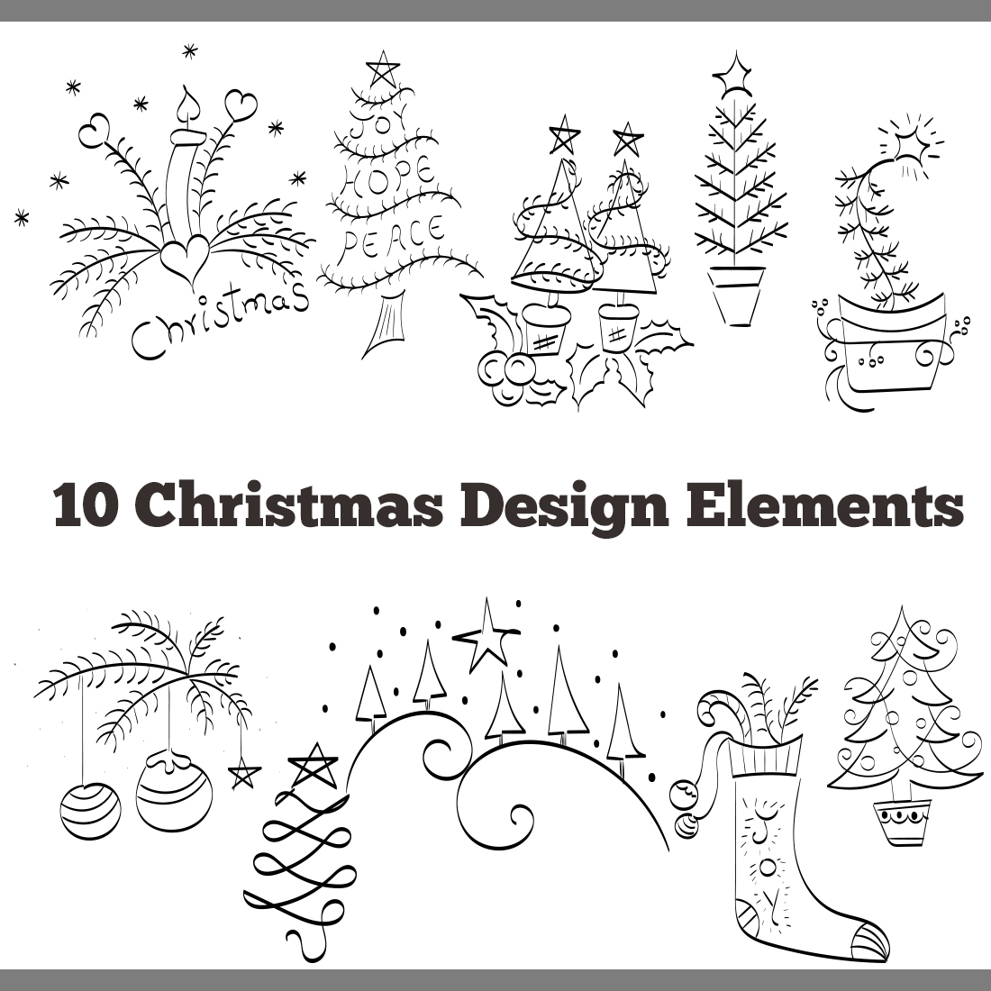 10 Christmas Design Elements created by dorothyart.