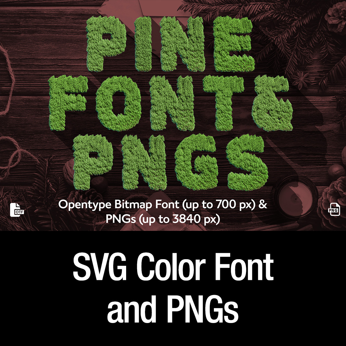 MS Pine Bitmap Font and PNG Design cover image.