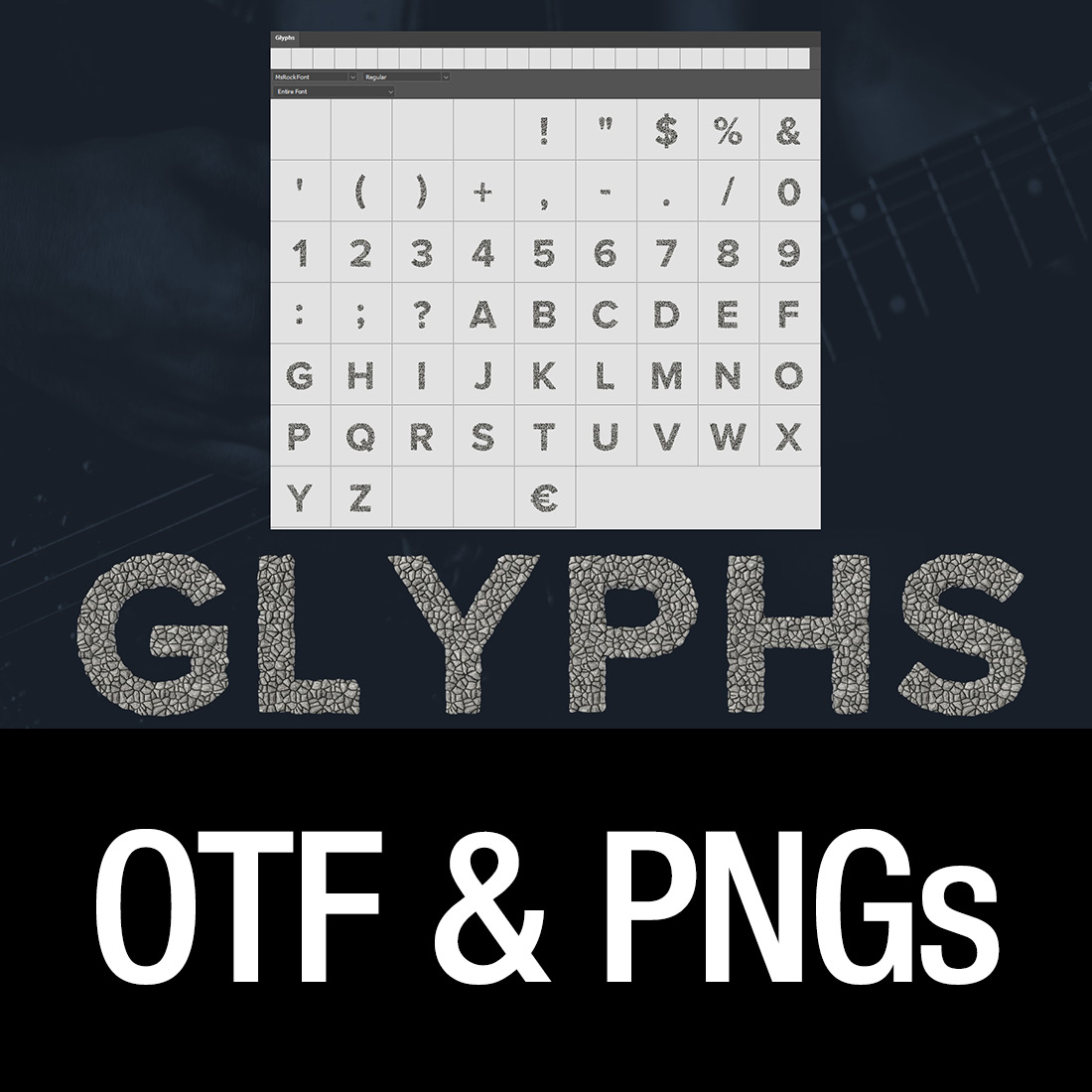 Font Glyphs MS Rock Opentype SVG and PNG cover image.