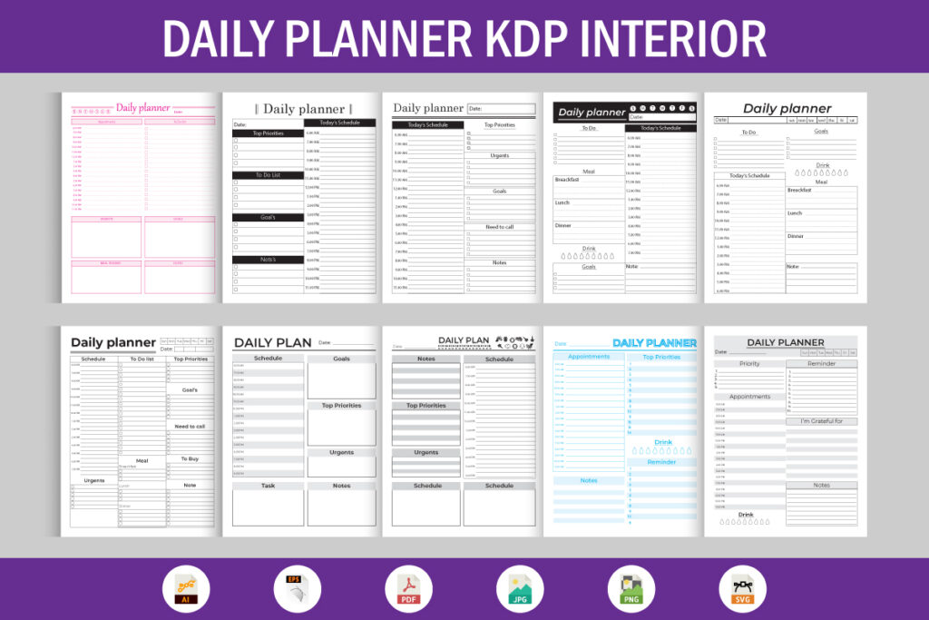 10 Editable Canva Templates Daily Planner for KDP - MasterBundles