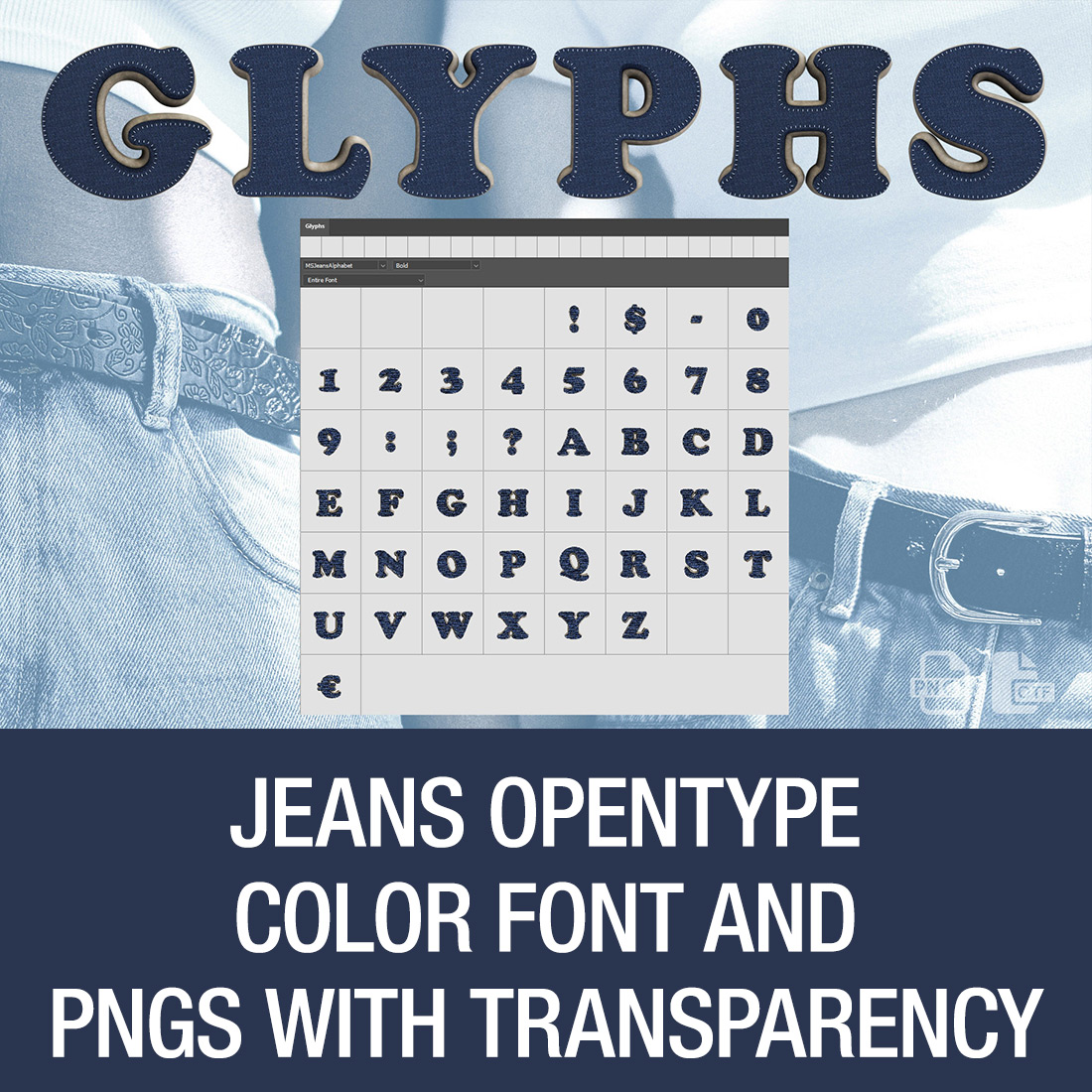 Ms Jeans Opentype SVG Font and PNGs by CreativeGraphics.