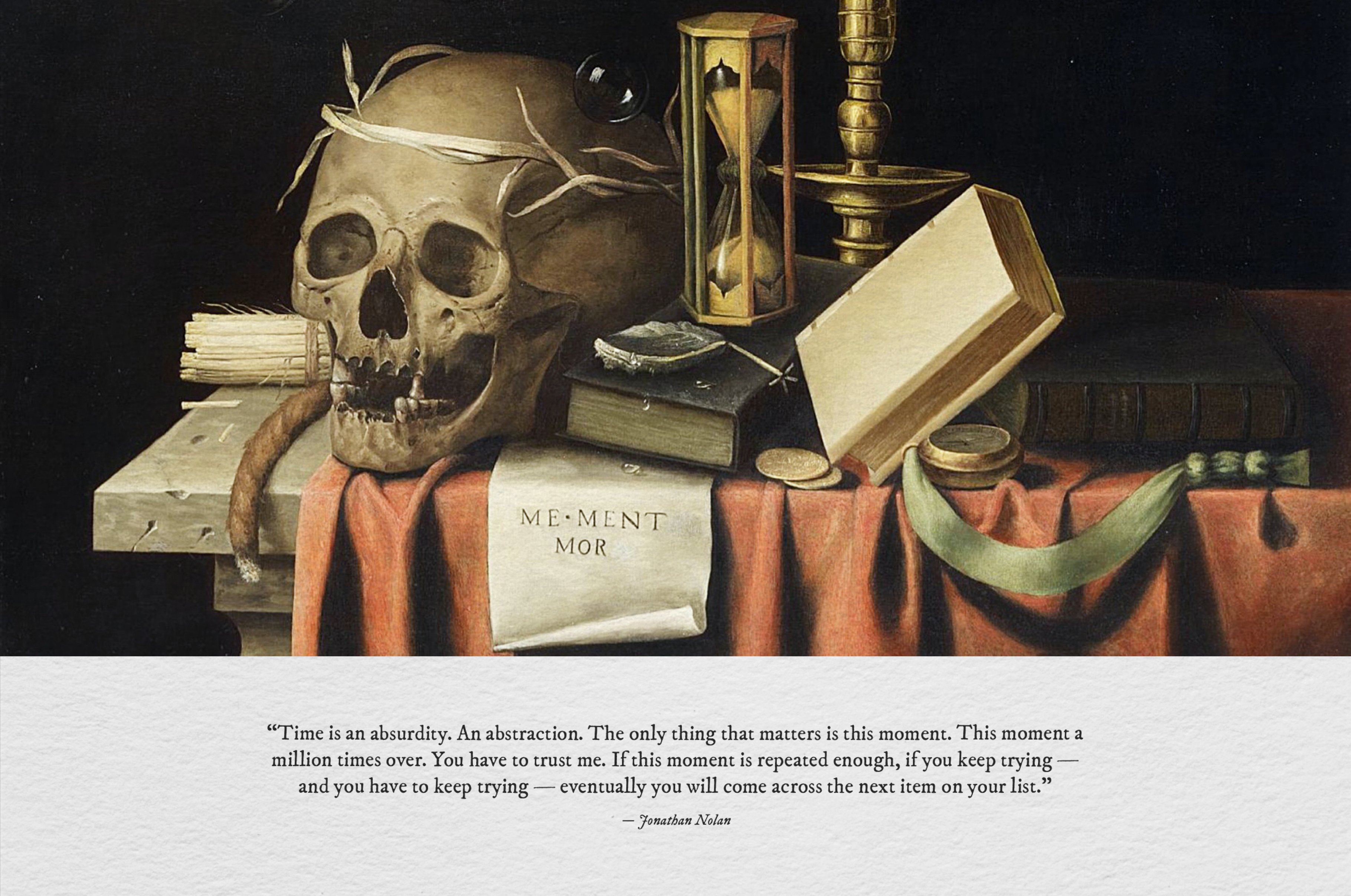 Retro art picture with the skull and books.
