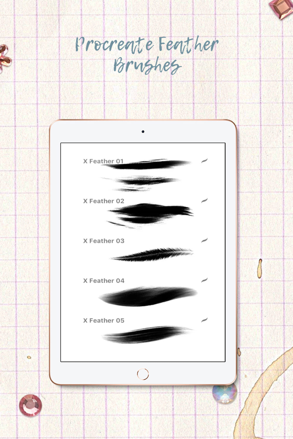 Procreate Feather Brushes - pinterest image preview.