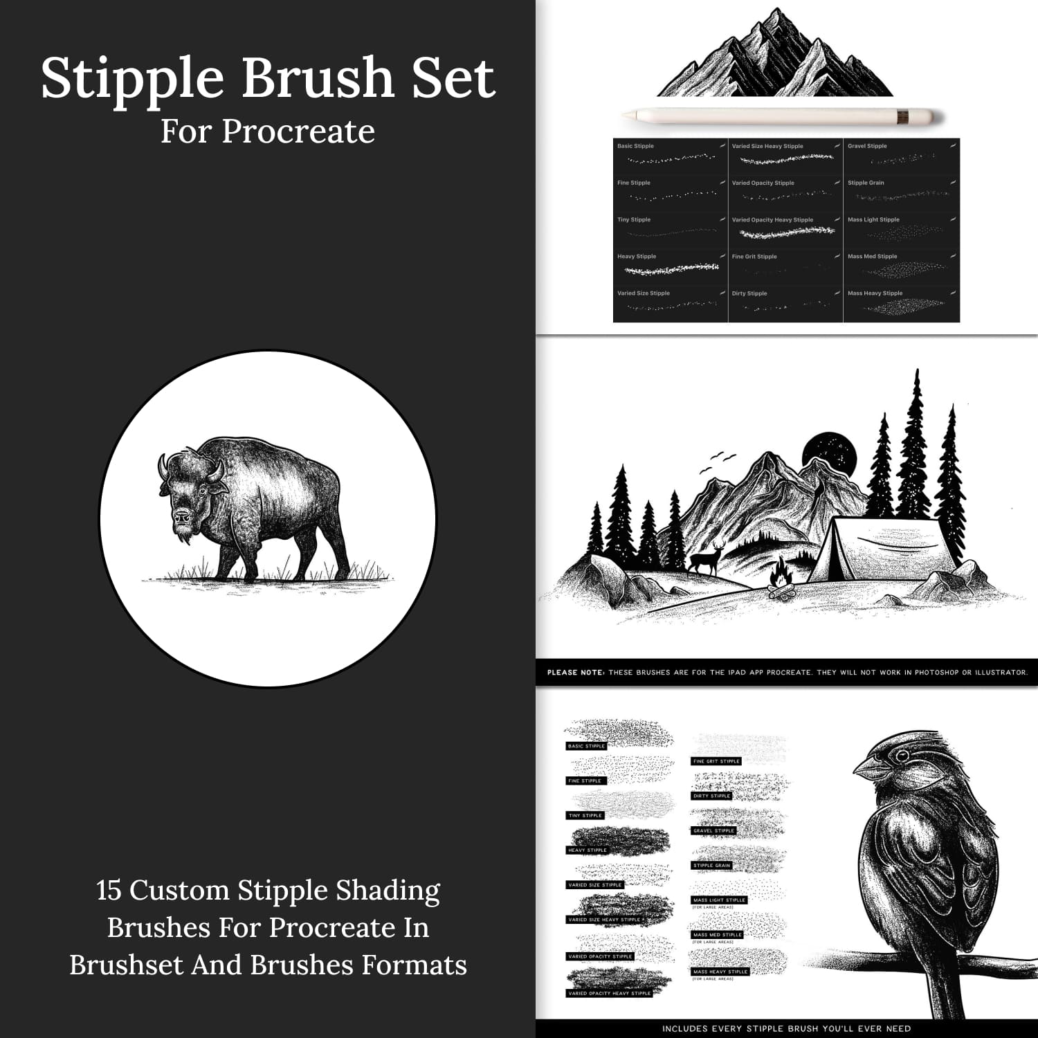 Procreate Stipple Brush Set - main image preview.