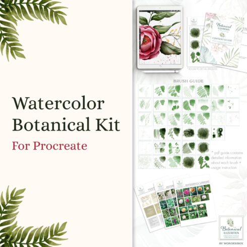 Procreate Watercolor Botanical Kit - main image preview.