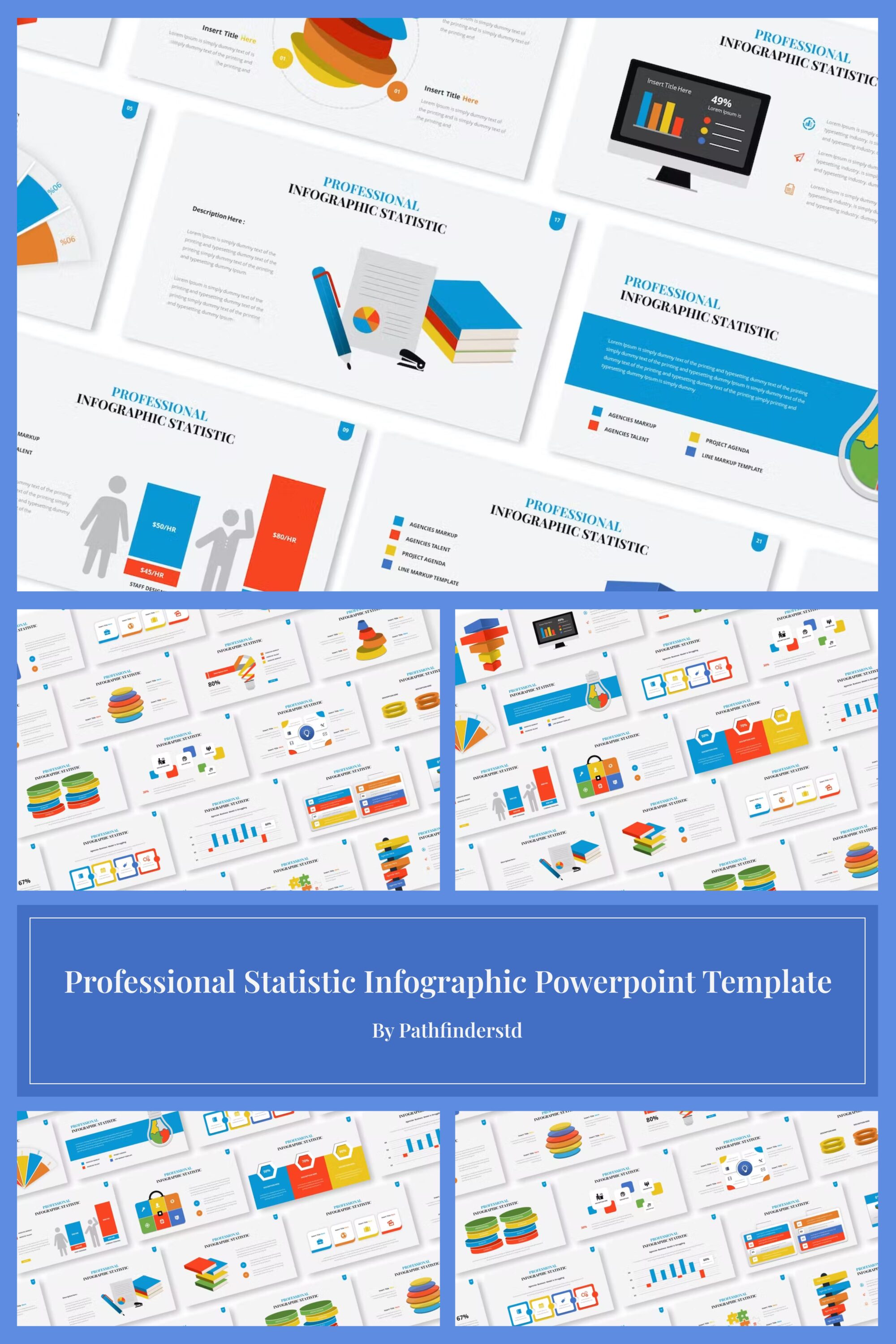 Professional Statistic Infographic PowerPoint Template - pinterest image preview.