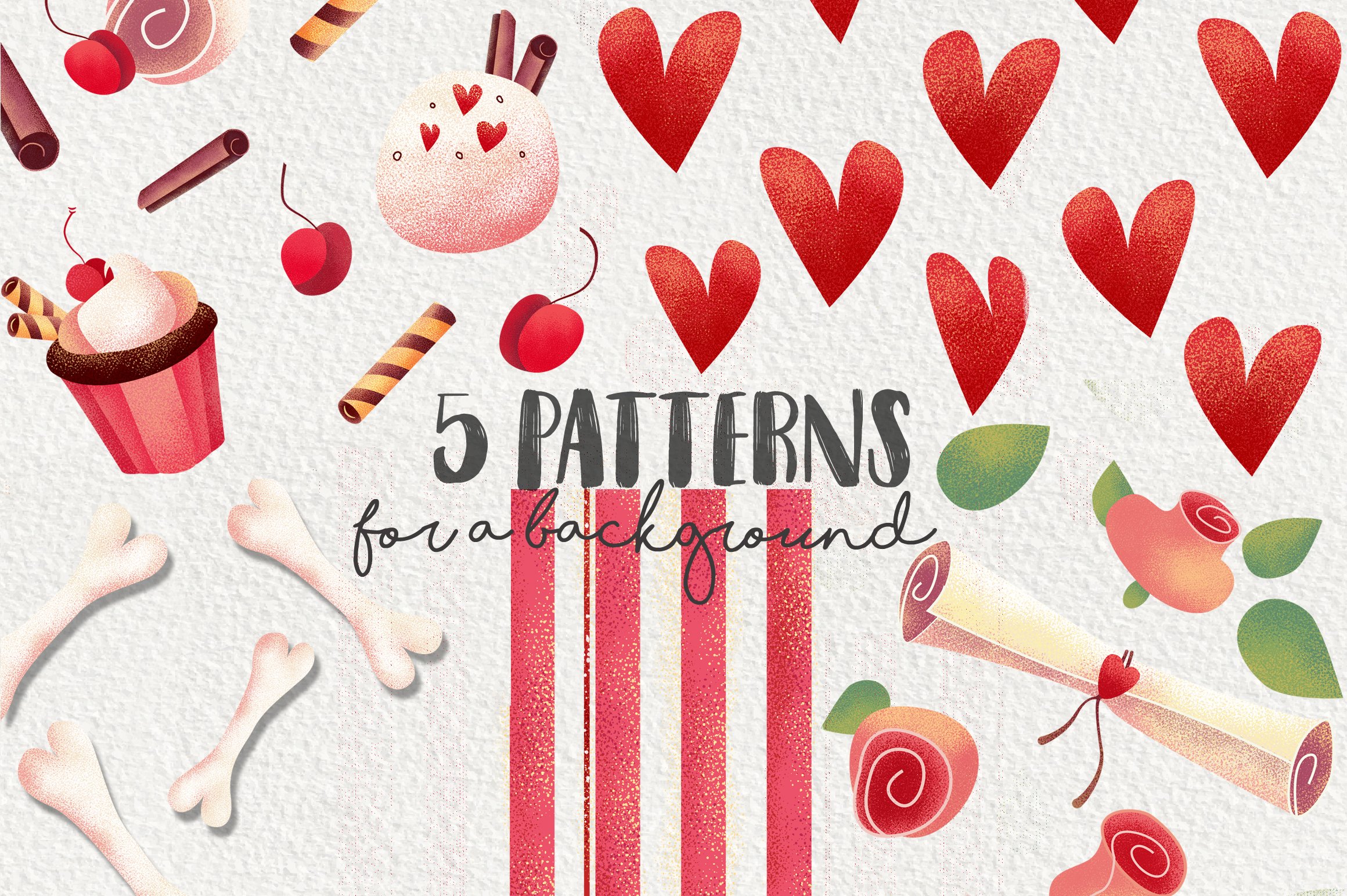 Love patterns with the hearts.