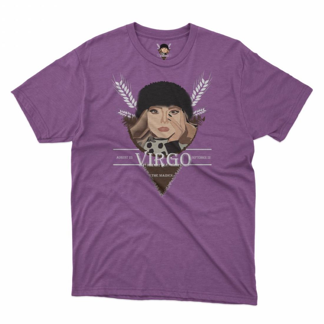 T-shirt Virgo Zodiac Purple Sign Mascot Design cover image.