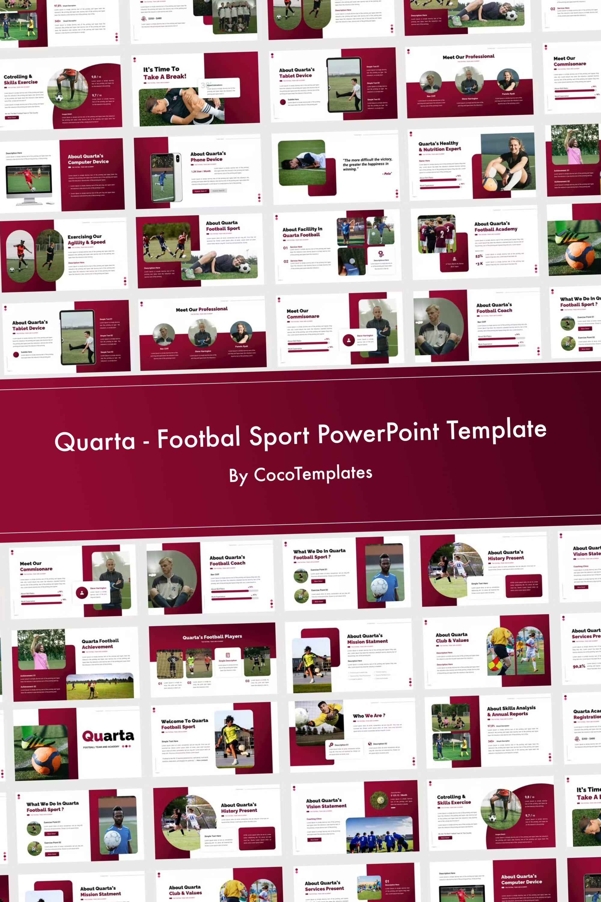 Quarta Footbal Sport PowerPoint Template - pinterest image preview.