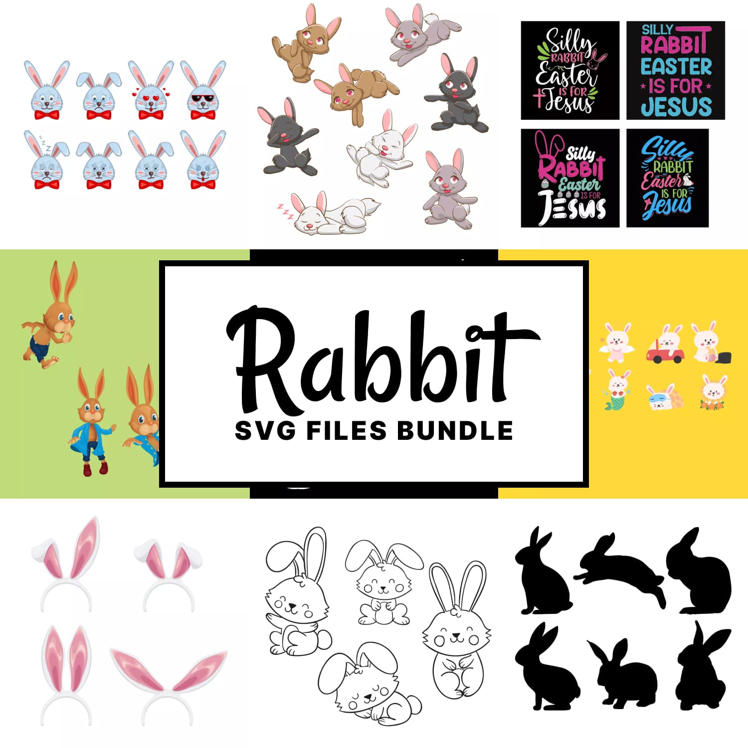 Rabbit svg files bundle.