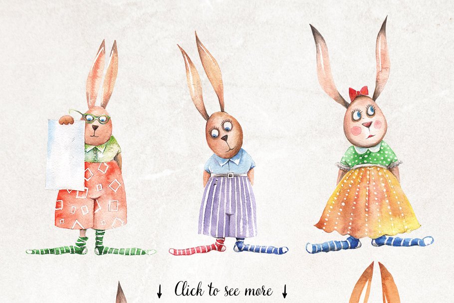 Valentine's Rabbits Family created by korenkostudio.