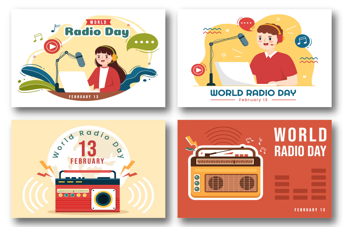 World Radio Day Illustration preview image.