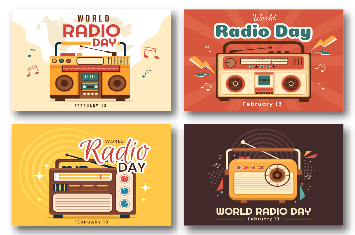 Radio Day Illustration Design preview image.