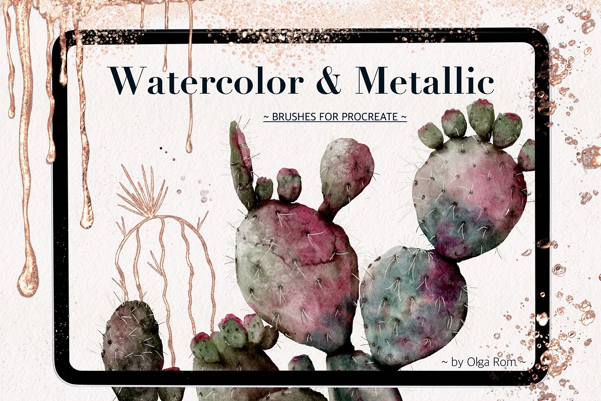 Cover image of Watercolor & Metallic Brushes.
