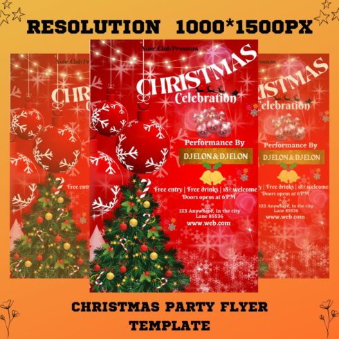 Christmas Party Flyer Template - main image preview.