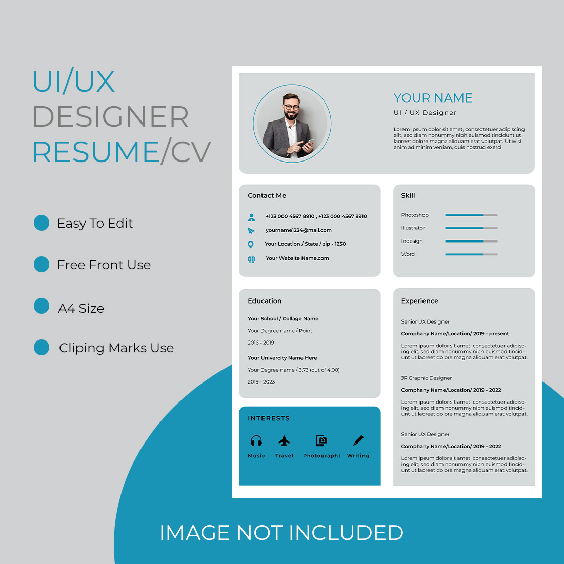 Blue UI/UX Designer Resume - main image preview.