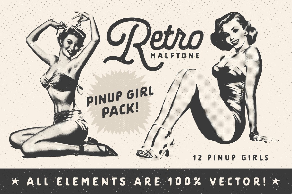 Cover image of Retro Halftone Pinup Girl Pack.