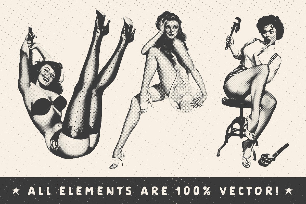 Retro pinup girls for your creative projects.