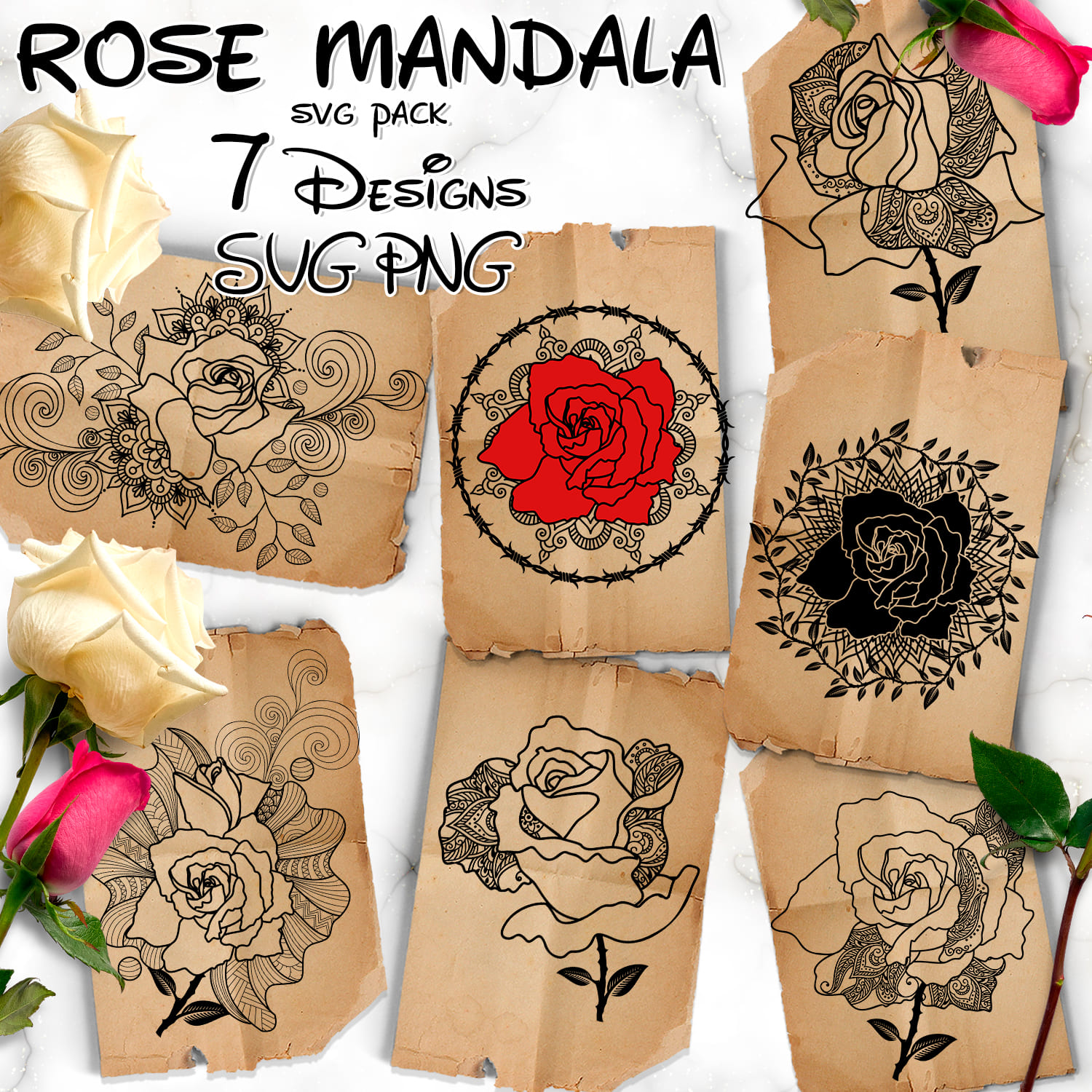 Rose Mandala Svg.