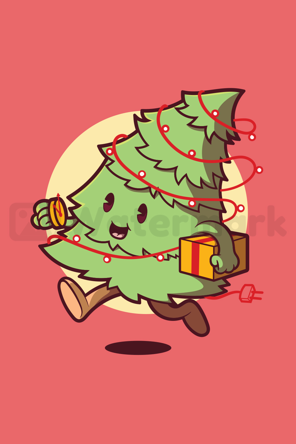 Christmas Tree Running Design pinterest image.