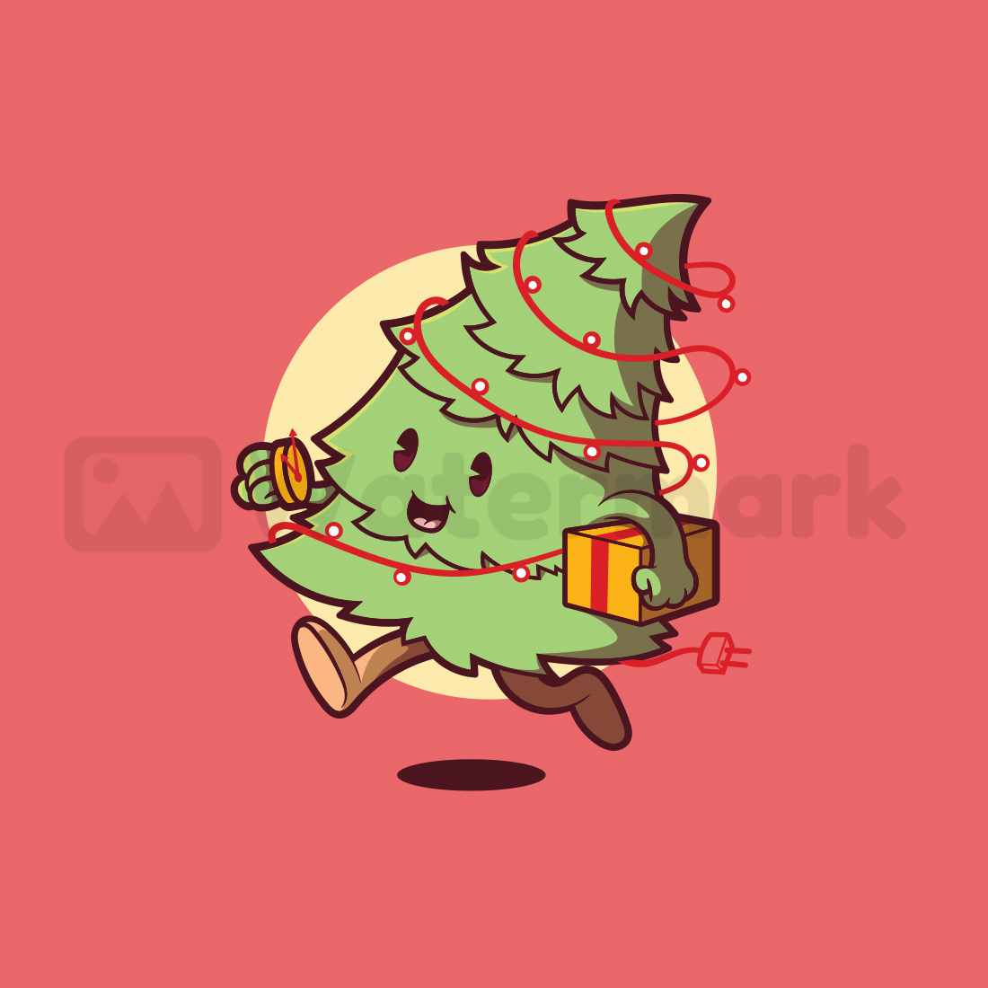 Cute adorable kawaii christmas tree happy cartoon Vector Image