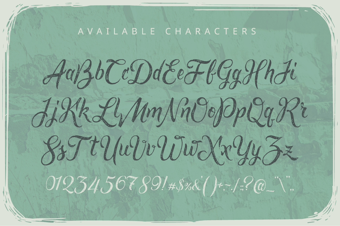 Rusted Brushpen Script alphabet.