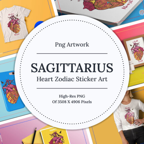 Sagittarius Heart Zodiac Sticker Art.