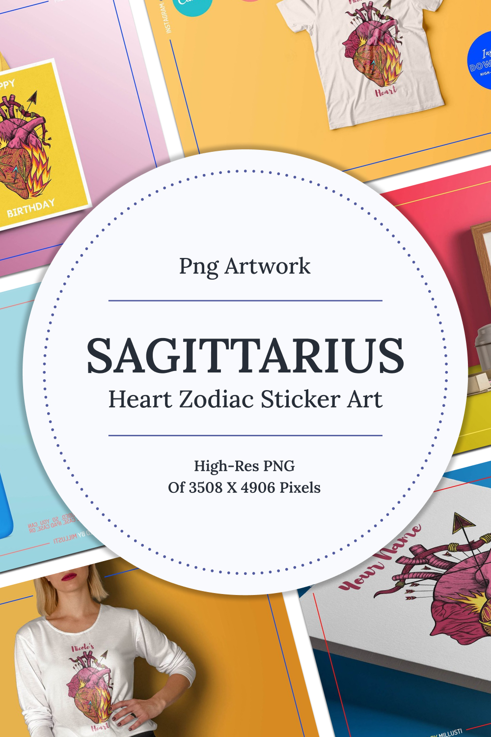 sagittarius heart zodiac sticker art 02 913