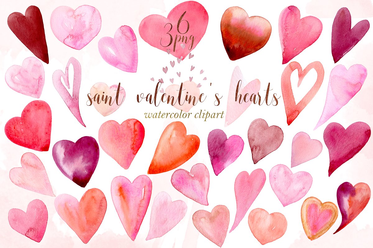 Cover image of Red watercolor hearts.