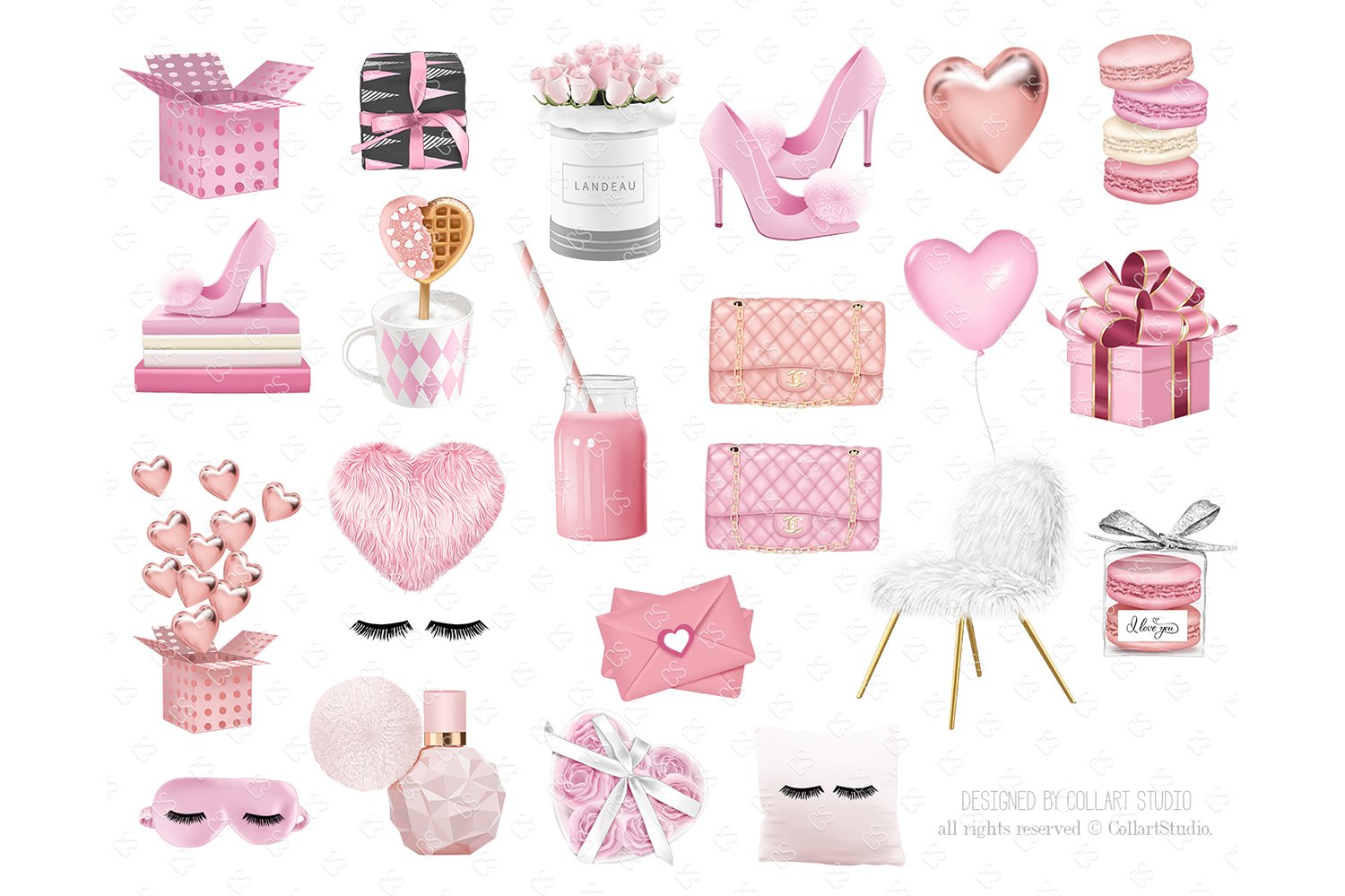 Some romantic elements in a pink for the full love compostion.